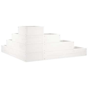 Jardinieră grădină 4 niveluri, alb 80,5x79x36 cm lemn masiv pin - Img 5