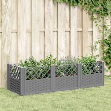 Jardinieră grădină cu țăruși gri deschis 123,5x43,5x43,5 cm PP - Img 1