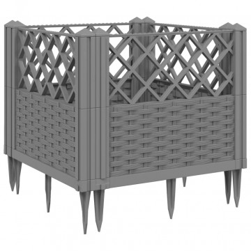 Jardinieră grădină cu țăruși gri deschis, 43,5x43,5x43,5 cm, PP - Img 2