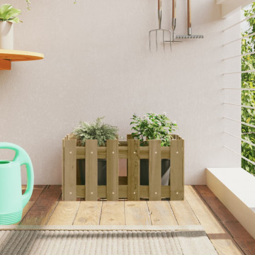 Jardinieră grădină design gard 60x30x30cm lemn de pin impregnat - Img 1