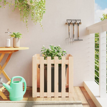 Jardinieră grădină design gard, 60x60x60 cm, lemn masiv de pin - Img 1