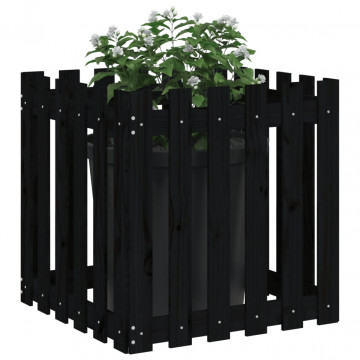 Jardinieră grădină design gard negru 60x60x60 cm lemn masiv pin - Img 3