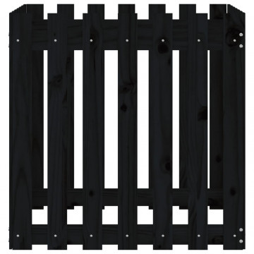 Jardinieră grădină design gard negru 70x70x70 cm lemn masiv pin - Img 5