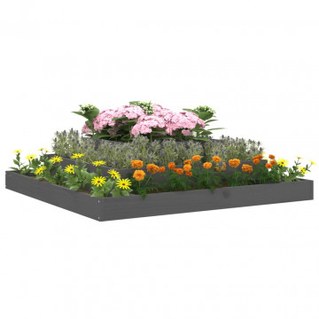 Jardinieră, gri, 110x110x27 cm, lemn masiv de pin - Img 3