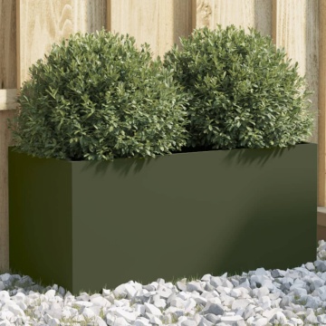 Jardinieră, verde măsliniu, 62x30x29 cm, oțel - Img 1