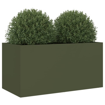 Jardinieră, verde măsliniu, 62x30x29 cm, oțel - Img 4