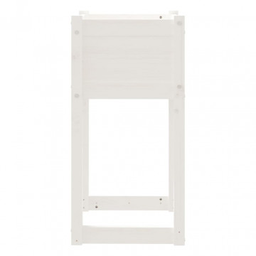 Jardiniere, 2 buc., alb, 40x40x81 cm, lemn masiv de pin - Img 5
