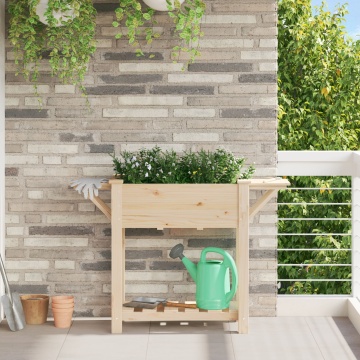 Jardiniere cu Rafturi 111x37x76 cm Lemn Masiv de Pin - Img 1