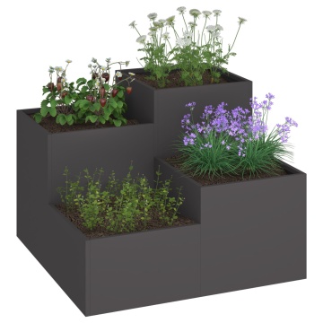 Jardiniere de grădină 80x80x60 cm Oțel negru - Img 3