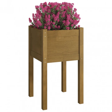 Jardiniere grădină 2 buc. maro miere 40x40x70 cm lemn masiv pin - Img 3