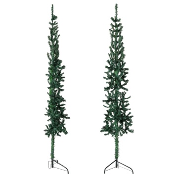 Jumătate brad de Crăciun subțire cu suport, verde, 120 cm - Img 2