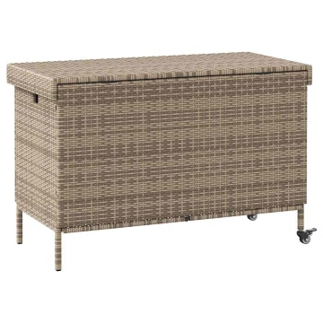 Ladă depozitare de grădină cu roți, gri 110x55x73 cm poliratan - Img 5