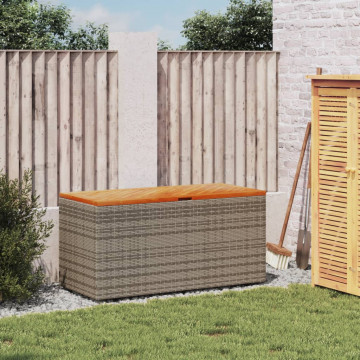 Ladă depozitare grădină gri 110x50x54 cm lemn acacia poliratan - Img 3