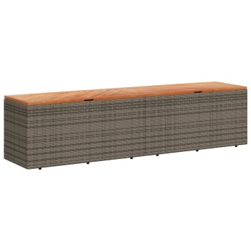 Ladă depozitare grădină gri 220x50x54 cm poliratan lemn acacia - Img 2