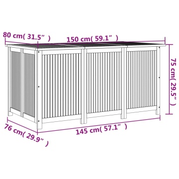 Ladă depozitare pentru grădină 150x80x75 cm lemn masiv acacia - Img 7