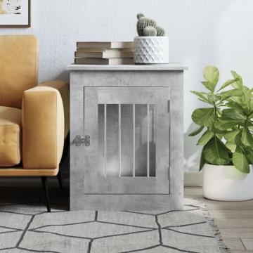 Ladă pentru câini, gri beton, 55x75x65 cm, lemn compozit - Img 3