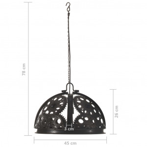 Lampă de tavan industrială cu lanț, model roată, 45 cm, E27 - Img 6