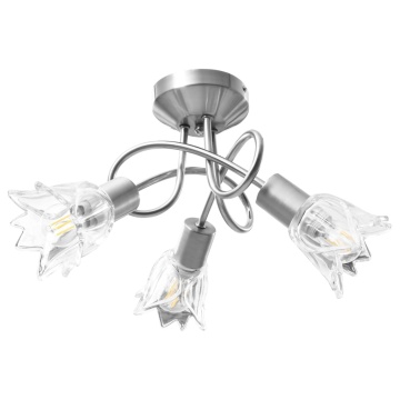 Lustră, abajururi de sticlă transparentă, 3 becuri E14, lalea - Img 2