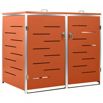 Magazie pentru două pubele, 138x77,5x115,5 cm, oțel inoxidabil - Img 2