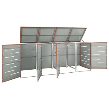 Magazie pentru patru pubele 276,5x77,5x112,5 cm oțel inoxidabil - Img 3