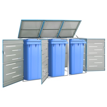 Magazie pentru trei pubele, 207x77,5x112,5 cm, oțel inoxidabil - Img 1