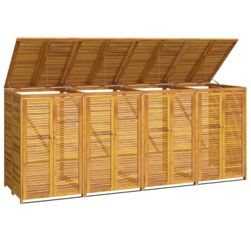 Magazie pubelă gunoi cvadruplă, 280x89x117 cm lemn masiv acacia - Img 3