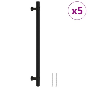 Mânere de dulap, 5 buc., negru, 224 mm, oțel inoxidabil - Img 2