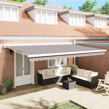 Marchiză Automată Retractabilă Gri Deschis 500x300 cm, Fabrică de Înlocuire marchiză pentru cadru de 5x3 m Gri Deschis - Img 1
