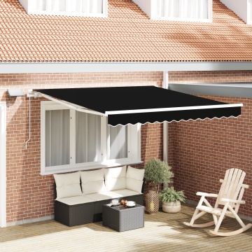 Marchiză manuală retractabilă cu LED neagră 300x250 cm, Material de înlocuire pentru marchiză de 3x2.5 m cadru negru - Img 1
