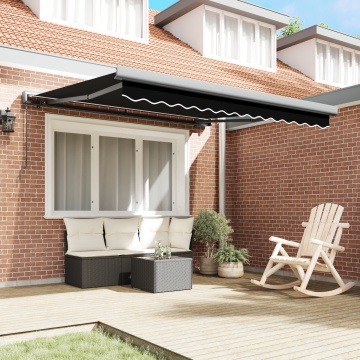 Marchiză manuală retractabilă neagră 300x250 cm, Țesătură de înlocuire pentru marchiză 3x2.5 m cu cadru negru - Img 3