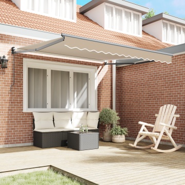 Marchiză retractabilă manuală Bej 350x250 cm, Tăieți de înlocuire pentru marchiză pentru cadru de 3.5x2.5 m Bej - Img 3