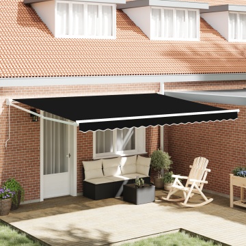 Marchiză retractabilă manuală Neagră 450x300 cm, Fabrică de înlocuire pentru marchiză de 4.5x3 m Neagră - Img 1
