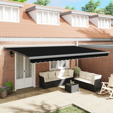 Marciză retractabilă automată neagră 500x300 cm, Material de înlocuire pentru marciză pentru cadru de 5x3 m negru - Img 1