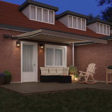 Markiză retractabilă manuală cu LED bej 400x350 cm, Material de înlocuire pentru markiză de 4x3.5 m bej - Img 3