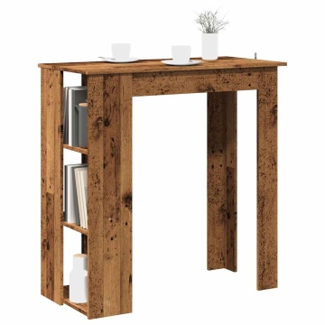 Masă bar cu rafturi, lemn vechi, 102x50x103,5 cm lemn prelucrat - Img 1