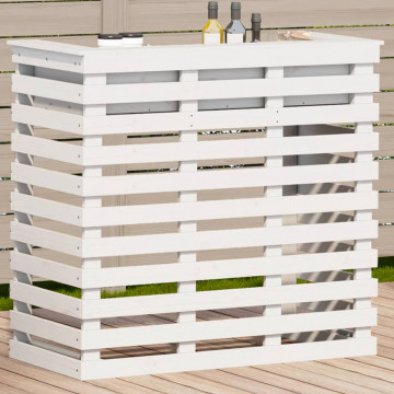 Masă bar de exterior, alb, 113,5x50x103 cm, lemn masiv pin - Img 1