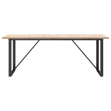 Masă bucătărie, cadru O, 200x100x75,5cm lemn masiv pin și fontă - Img 4