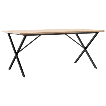 Masă bucătărie, cadru X, 180x90x75,5 cm lemn masiv pin și fontă - Img 2