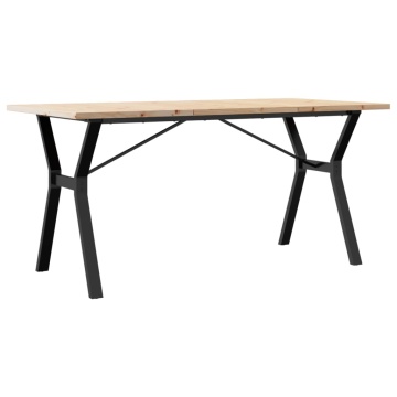 Masă bucătărie, cadru Y, 160x80x75,5 cm lemn masiv pin și fontă - Img 2
