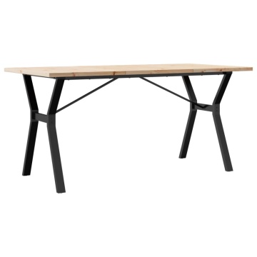 Masă bucătărie, cadru Y, 160x80x75,5 cm lemn masiv pin și fontă - Img 5