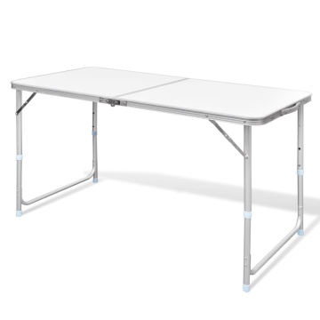 Masă camping pliabilă reglabilă în înălțime, 120x60 cm aluminiu - Img 1