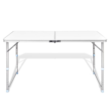 Masă camping pliabilă reglabilă în înălțime, 120x60 cm aluminiu - Img 2