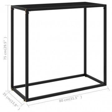 Masă consolă, negru, 80x35x75 cm, sticlă securizată - Img 4