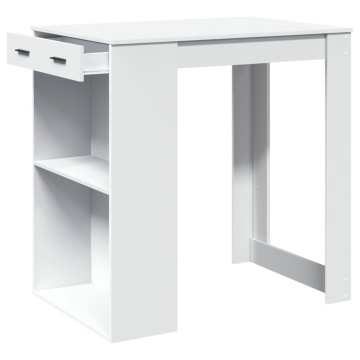 Masă de bar, alb, 102x70x103,5 cm, lemn prelucrat - Img 4