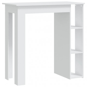 Masă de bar cu raft, alb, 102x50x103,5 cm, PAL - Img 2