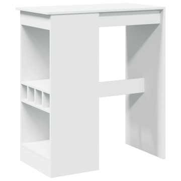 Masă de bar cu raft, alb, 90x47,5x103,5 cm, lemn prelucrat - Img 2