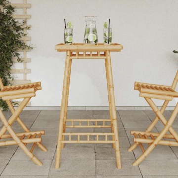 Masă de bar de exterior pătrată 55x55x100 cm bambus - Img 3