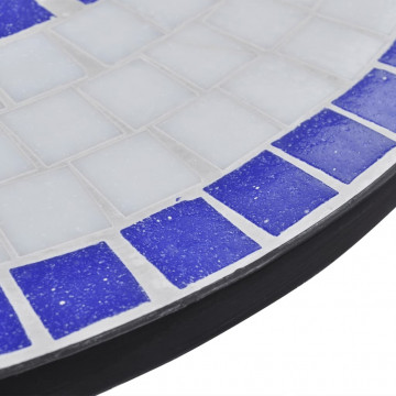 Masă de bistro, albastru și alb, 60 cm, mozaic - Img 4