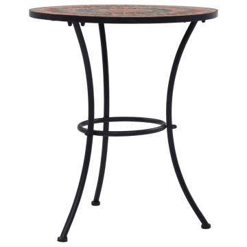 Masă de bistro mozaic, portocaliu/gri, 60 cm, ceramică - Img 2