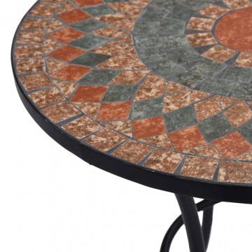 Masă de bistro mozaic, portocaliu/gri, 60 cm, ceramică - Img 4
